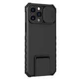 Husa Defender cu Stand pentru iPhone 12 Pro, Negru, Suport reglabil, Antisoc, Protectie glisanta pentru camera, Flippy - vivimall.ro
