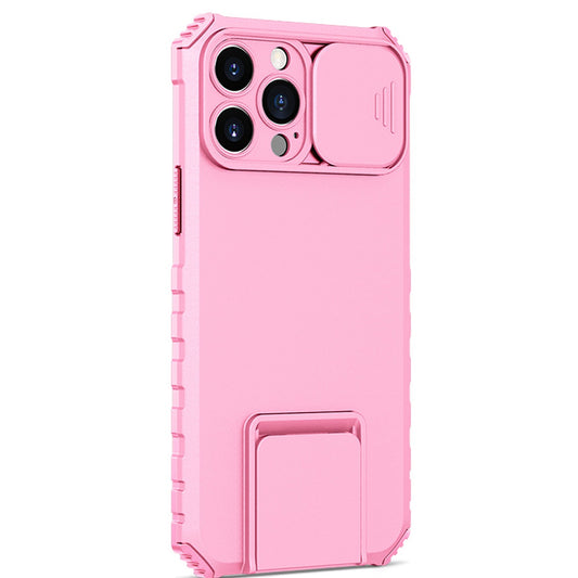 Husă Defender roz pentru iPhone 12 Pro Max cu stand reglabil integrat, vedere frontală
