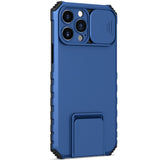 Husa Defender cu Stand pentru Samsung Galaxy A02s/ A03s, Albastru, Suport reglabil, Antisoc, Protectie glisanta pentru camera, Flippy - vivimall.ro