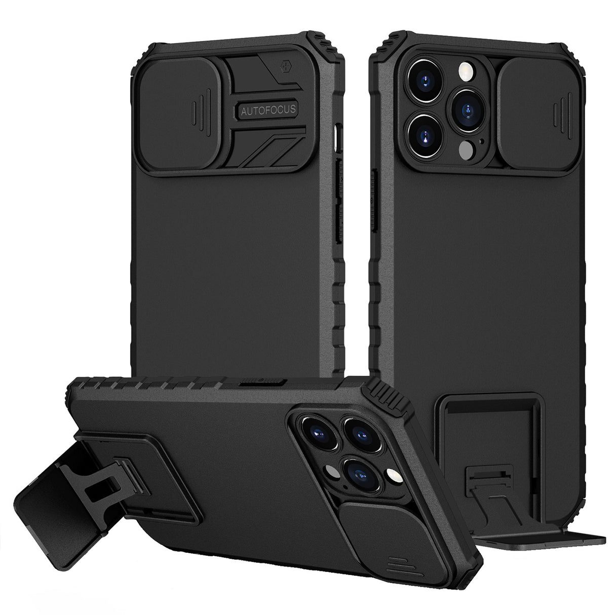Husa Defender cu Stand pentru Samsung Galaxy S22, Negru, Suport reglabil, Antisoc, Protectie glisanta pentru camera, Flippy - vivimall.ro