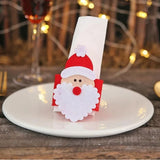 Husa deocarativa festiva pentru servetele si tacamuri, tema Mos Craciun, material textil si poliester, 5.5 x 10 cm, rosu - vivimall.ro