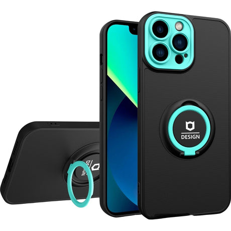 Husa Eagle Eye cu Stand pentru Apple iPhone 14 Pro (6.1) Negru/Turcoaz, Suport Auto Magnetic, Protectie Antisoc, Flippy - vivimall.ro