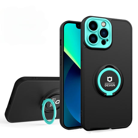 Husa Eagle Eye cu Stand pentru Apple iPhone 14 (6.1) Negru/Turcoaz, Suport Auto Magnetic, Protectie Antisoc, Flippy - vivimall.ro