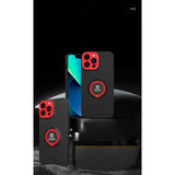 Husa de protectie Eagle eye pentru Apple iPhone 14 Pro Max, Rezistenta la socuri, Protectie camera, Cu inel de prindere magnetic rosu, Flippy, Negru - vivimall.ro