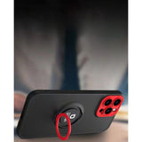 Husa de protectie Eagle eye pentru Apple iPhone 14 Pro, Rezistenta la socuri, Protectie camera, Cu inel de prindere magnetic rosu, Flippy, Negru - vivimall.ro