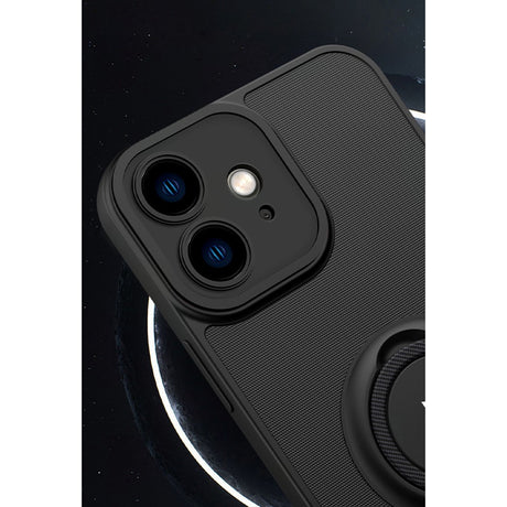 Husa de protectie Eagle eye pentru Apple iPhone 12 Pro, Rezistenta la socuri, Protectie camera, Cu inel de prindere magnetic negru, Flippy, Negru - vivimall.ro