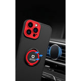 Husa de protectie Eagle eye pentru Apple iPhone 12 Pro, Rezistenta la socuri, Protectie camera, Cu inel de prindere magnetic rosu, Flippy, Negru - vivimall.ro