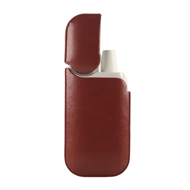 Husă maro din piele ecologică pentru IQOS 2.4 Plus, vedere frontală, 12×6×2,5 cm