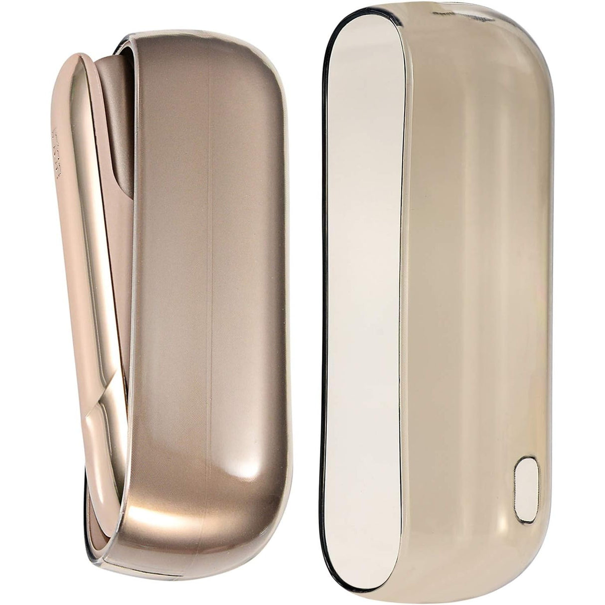 Husă neagră transparentă din plastic pentru IQOS 3.0 DUO, vedere frontală, dimensiuni 12 x 4.5 cm