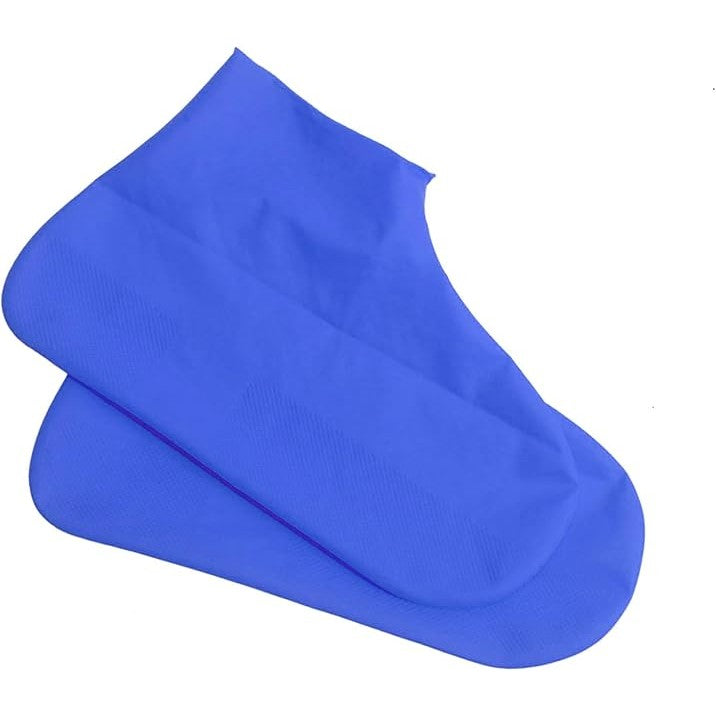 Husă antiderapantă impermeabilă albastră din latex elastic, mărime L 41-47, vedere frontală produs