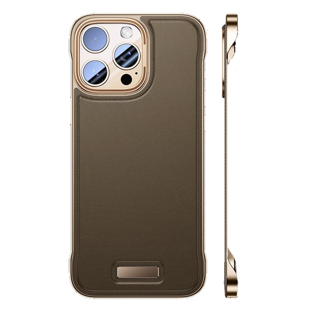 Husă iPhone 16 Pro Max din piele PU Desert Gold, design fără margini, vedere frontală