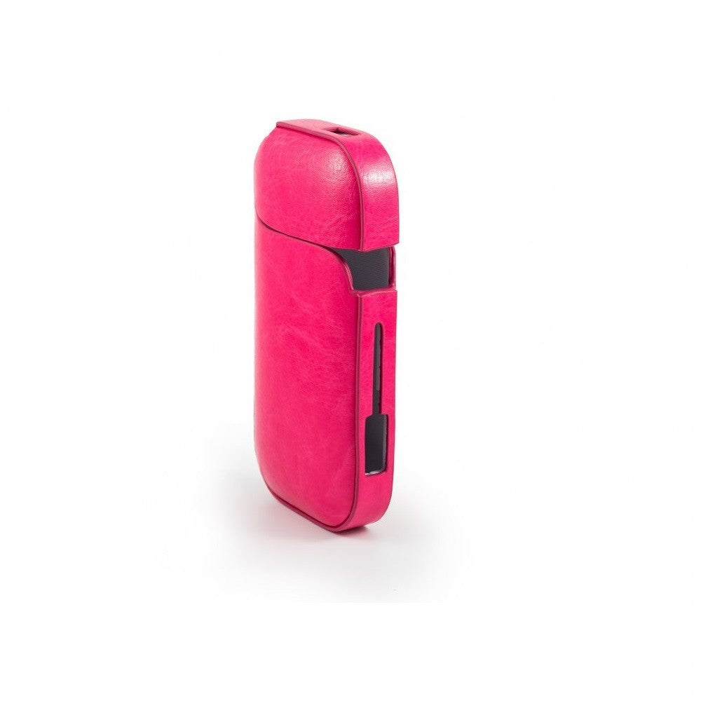 Detaliu material piele ecologică PU husă IQOS 2.4 Plus roz, textură anti-alunecare