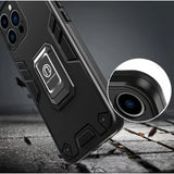 Husa Iron Warriors pentru iPhone 12, Flippy,  Hybrid Ring Holder Kickstand, Negru - vivimall.ro