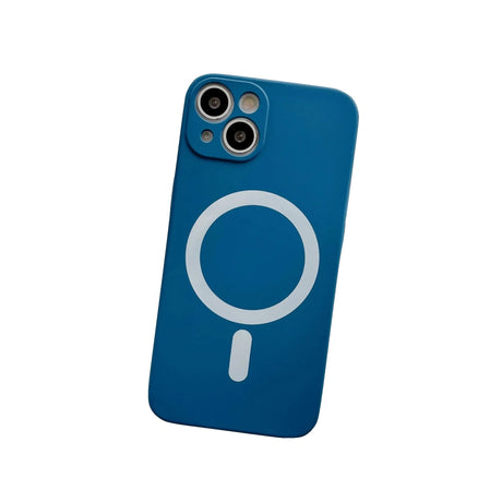 Husa MagSafe pentru Apple iPhone 14 Pro, Silicon, Protectie pentru camera, Magnetica, Incarcare Wireless,  Flippy, Albastru - vivimall.ro