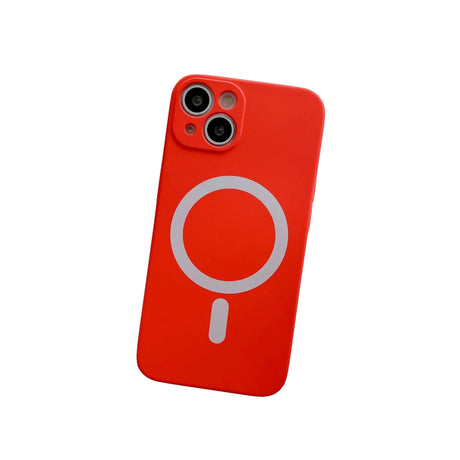 Husa MagSafe pentru Apple iPhone 14, Silicon, Protectie pentru camera, Magnetica, Incarcare Wireless,  Flippy, Rosu - vivimall.ro