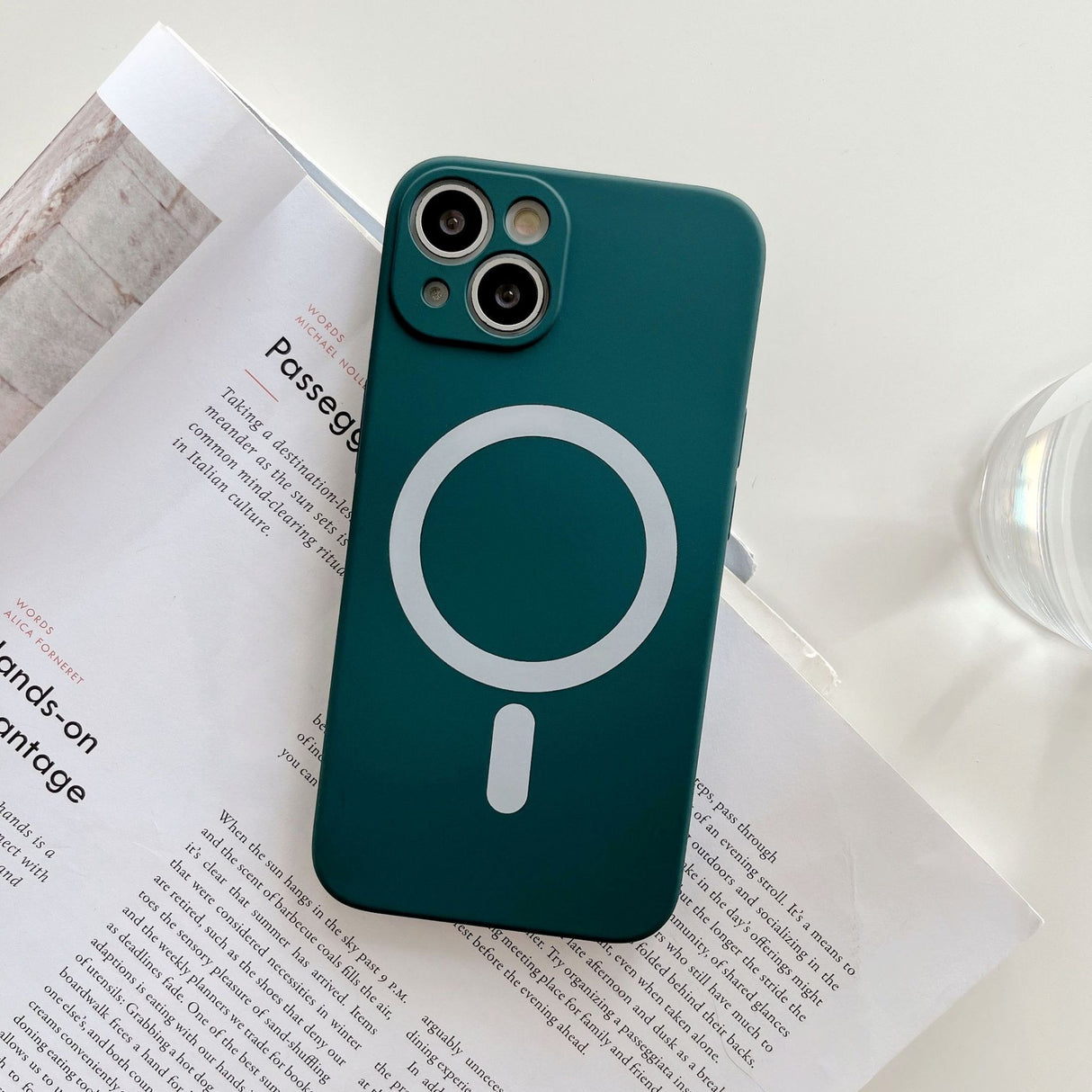 Husa MagSafe pentru Apple iPhone 14 Pro, Silicon, Protectie pentru camera, Magnetica, Incarcare Wireless,  Flippy, Verde - vivimall.ro