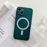 Husa MagSafe pentru Apple iPhone 11, Silicon, Protectie pentru camera, Magnetica, Incarcare Wireless,  Flippy, Verde - vivimall.ro