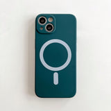 Husa MagSafe pentru Apple iPhone 13, Silicon, Protectie pentru camera, Magnetica, Incarcare Wireless,  Flippy, Verde - vivimall.ro