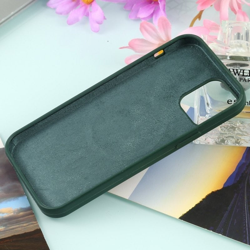 Husa MagSafe liquid large hole magnetic shell pentru Apple iPhone 12/ 12 Pro, Full Cover, Liquid Silicone, Magnetica, Incarcare Wireless, Flippy, Verde - vivimall.ro