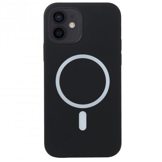 Husa MagSafe liquid large hole magnetic shell pentru Apple iPhone 14, Full Cover, Liquid Silicone, Magnetica, Incarcare Wireless, Vivimall, Negru - vivimall.ro