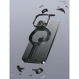 Colțuri antisoc husă metalică iPhone 15 Pro, protecție impact, finisaj negru metalizat