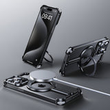 Husă MagSafe metalică iPhone 15 Pro Max negru metalizat, set complet, vedere de ansamblu