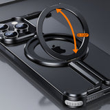 Husa MagSafe Metalica Compatibila cu iPhone 15 Pro Max, Vivimall, Clear Case, Aliaj de Aluminiu, cu Magnet, fara Rama, Antisoc, Antizgariere, Incarcare Wireless, Negru Metalizat - vivimall.ro