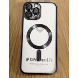 Husa MagSafe pentru Apple iPhone 11, Full Cover, Protectie camera, Margini colorate Electroplating, Magnetica, Incarcare Wireless, Flippy, Negru - vivimall.ro