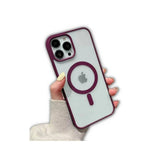 Husa MagSafe pentru Apple iPhone 12/ 12 Pro, Full Cover, Frosted Acrylic Color Big Hole, Magnetica, Incarcare Wireless, Flippy, Mov - vivimall.ro