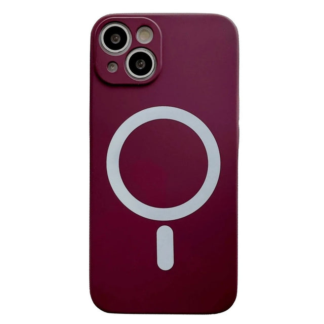 Husa MagSafe pentru Apple iPhone 12, Silicon, Protectie pentru camera, Magnetica, Incarcare Wireless,  Flippy, Visiniu - vivimall.ro