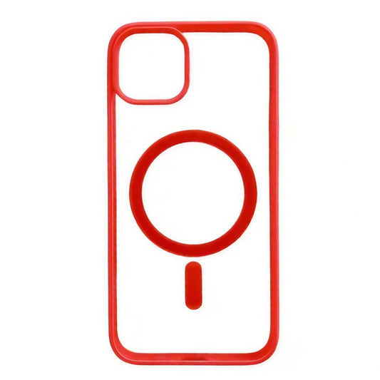 Husa MagSafe pentru Apple iPhone 14 Pro Max, Full Cover, Frosted Acrylic Color Big Hole, Magnetica, Incarcare Wireless, Vivimall, Rosu - vivimall.ro