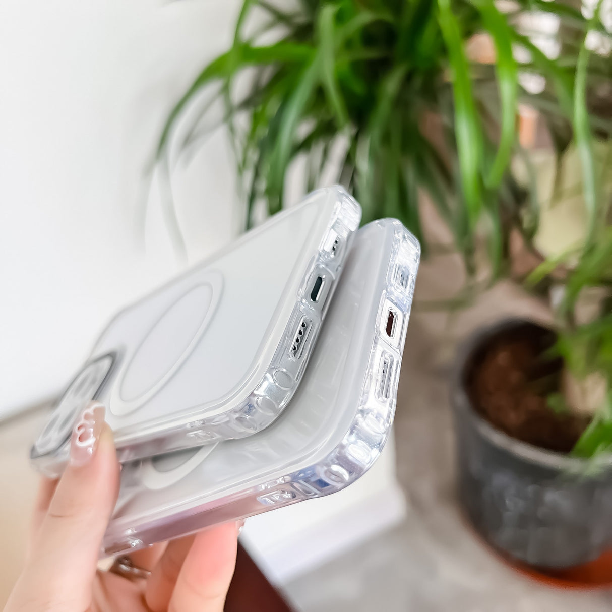 Husa MagSafe Silicone pentru iPhone 12 Pro, Flippy, Transparenta, Magnetica, Extra Protectie Camera Albastru - vivimall.ro