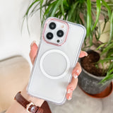 Husa MagSafe Silicone pentru iPhone 13 Pro, Flippy, Transparenta, Magnetica, Extra Protectie Camera Roz - vivimall.ro