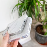 Husa MagSafe Silicone pentru iPhone 13 Pro Max, Flippy, Transparenta, Magnetica, Extra Protectie Camera Roz - vivimall.ro