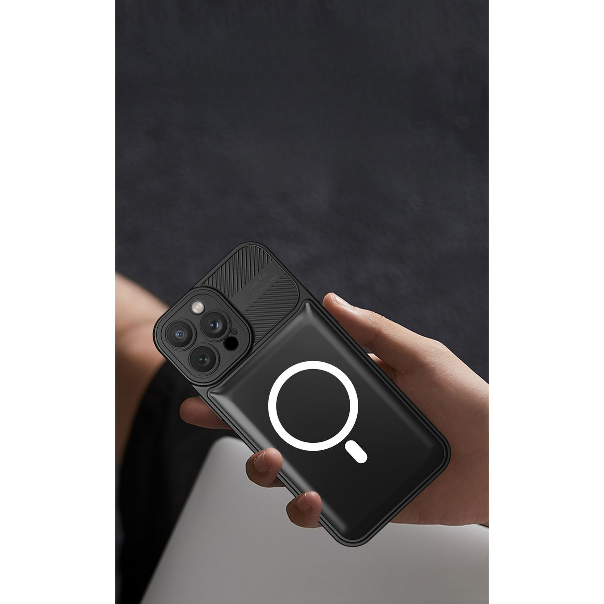 Husa pentru Apple iPhone 12 MagSafe, Urban Armor, Flippy, Negru, suport magnetic - vivimall.ro