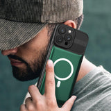 Husa pentru Apple iPhone 12 MagSafe, Urban Armor, Flippy, Verde inchis, suport magnetic - vivimall.ro