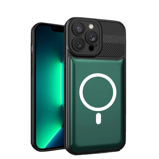 Husă iPhone 12 MagSafe Urban Armor verde închis, vedere frontală, TPU și policarbonat