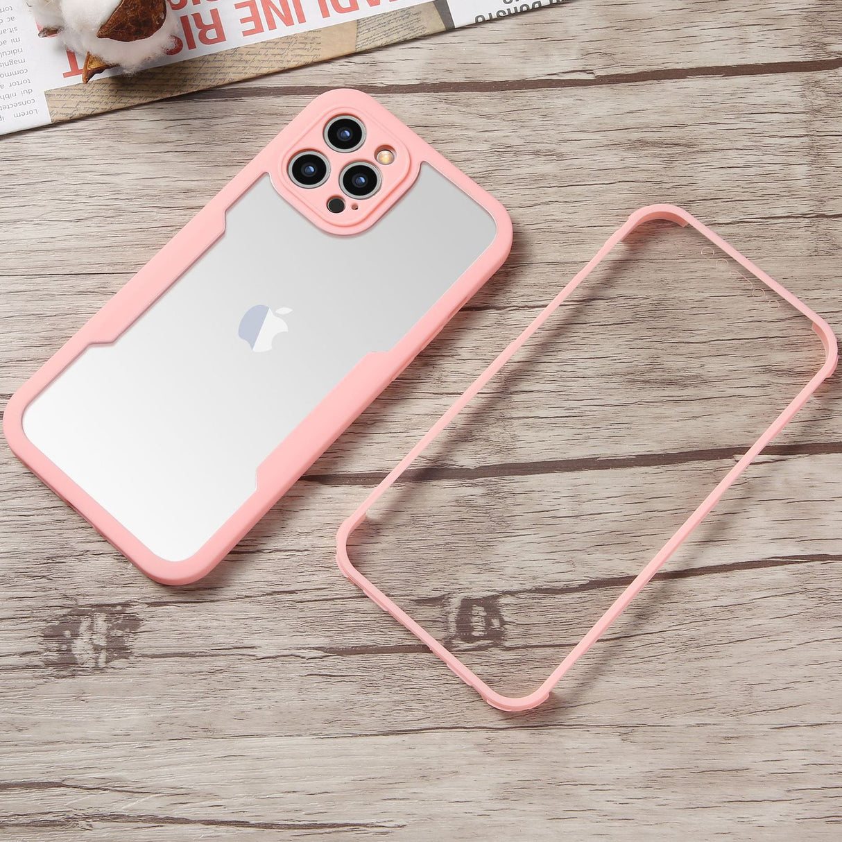 Husa Max Defence pentru iPhone 11, Bumper Roz, Fata Dubla Transparenta, Protectie Antisoc Full 360 ( fata, spate, margini ), Flippy - vivimall.ro