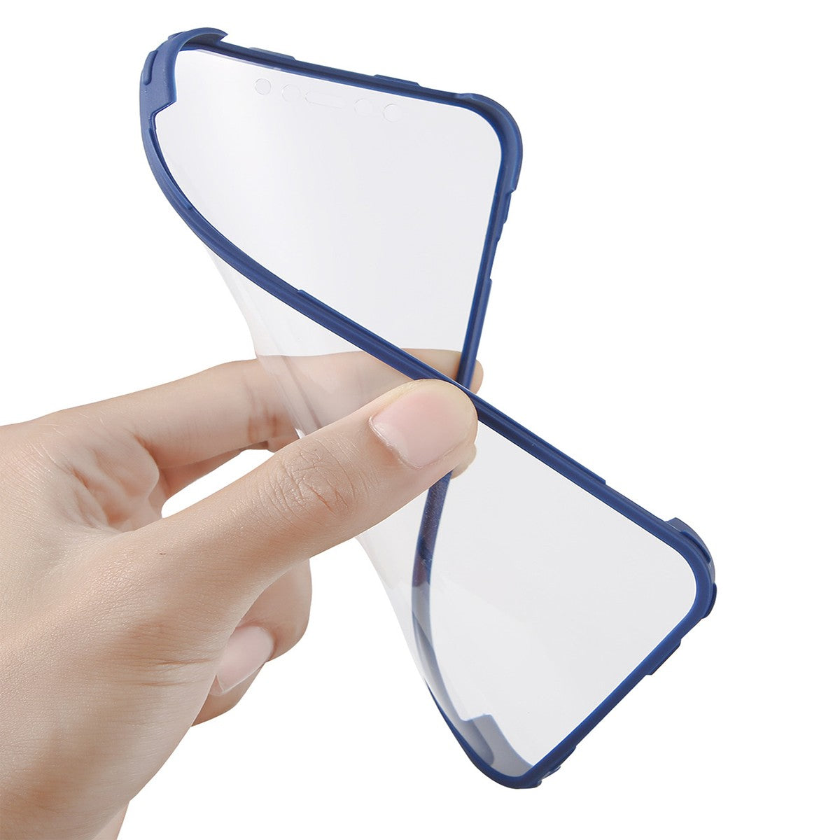 Husa Max Defence pentru iPhone 11 Pro Max 11, Bumper Albastru, Fata Dubla Transparenta, Protectie Antisoc Full 360 ( fata, spate, margini ), Flippy - vivimall.ro