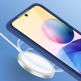 Husa Max Defence pentru iPhone 13, Bumper Albastru, Fata Dubla Transparenta, Protectie Antisoc Full 360 ( fata, spate, margini ), Flippy - vivimall.ro