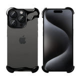 Husă metalică iPhone 15 Pro Max aplicată pe telefon, vedere laterală dreapta, acces butoane