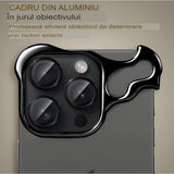 Husa Metalica Compatibila cu iPhone 15 Pro, Protectie pentru Colturile Telefonului si Camera, Lentile pentru Obiective, Aliaj, Antisoc, Antizgariere, Negru - vivimall.ro