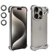 Husa Metalica Compatibila cu iPhone 15 Pro, Protectie pentru Colturile Telefonului si Camera, Lentile pentru Obiective, Aliaj, Antisoc, Antizgariere, Argintiu - vivimall.ro
