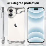 Capac de protecție cameră iPhone 16 Plus din aliaj metalic argintiu, detaliu modul foto