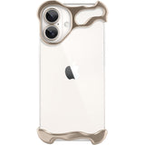 Husă metalică iPhone 16 Plus aurie cu protecție colțuri și cameră, vedere frontală set complet