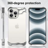Capac protecție cameră iPhone 16 Pro din aliaj metalic argintiu, detaliu obiectiv