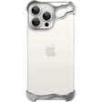 Husă metalică argintie pentru iPhone 16 Pro, set complet capace colțuri și cameră, vedere frontală