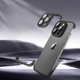 Capac protecție cameră iPhone 15 Pro din aliaj TPU, model Edgeless negru mat, detaliu obiectiv