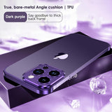 Capac metalic colț inferior husă edgeless iPhone 16 mov, aliaj aluminiu, montaj adeziv