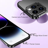 Husă metalică edgeless iPhone 16 aplicată pe dispozitiv, vedere laterală, aliaj aluminiu negru